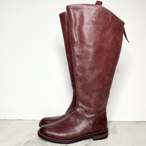 Franco Sarto Meyer Wide Calf Maroon Leather Tall Riding Boot 6 1/2 M - Picture 1 of 15